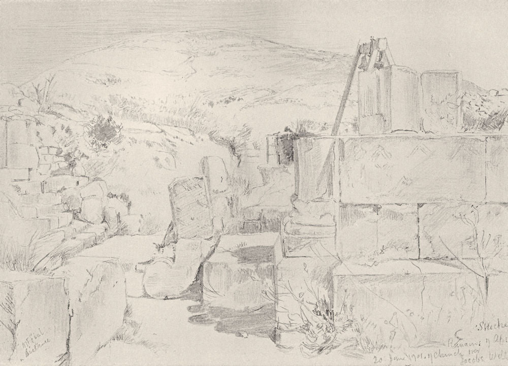SHECHEM. Apse of 4th-century Church over Jacob's well at(Nablus) 1902 print